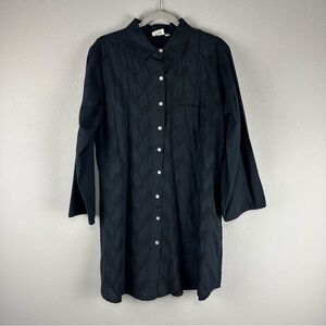 Julia Amory Black Embroidered Long Sleeve The Swizzle Button Up Mini Dress Large